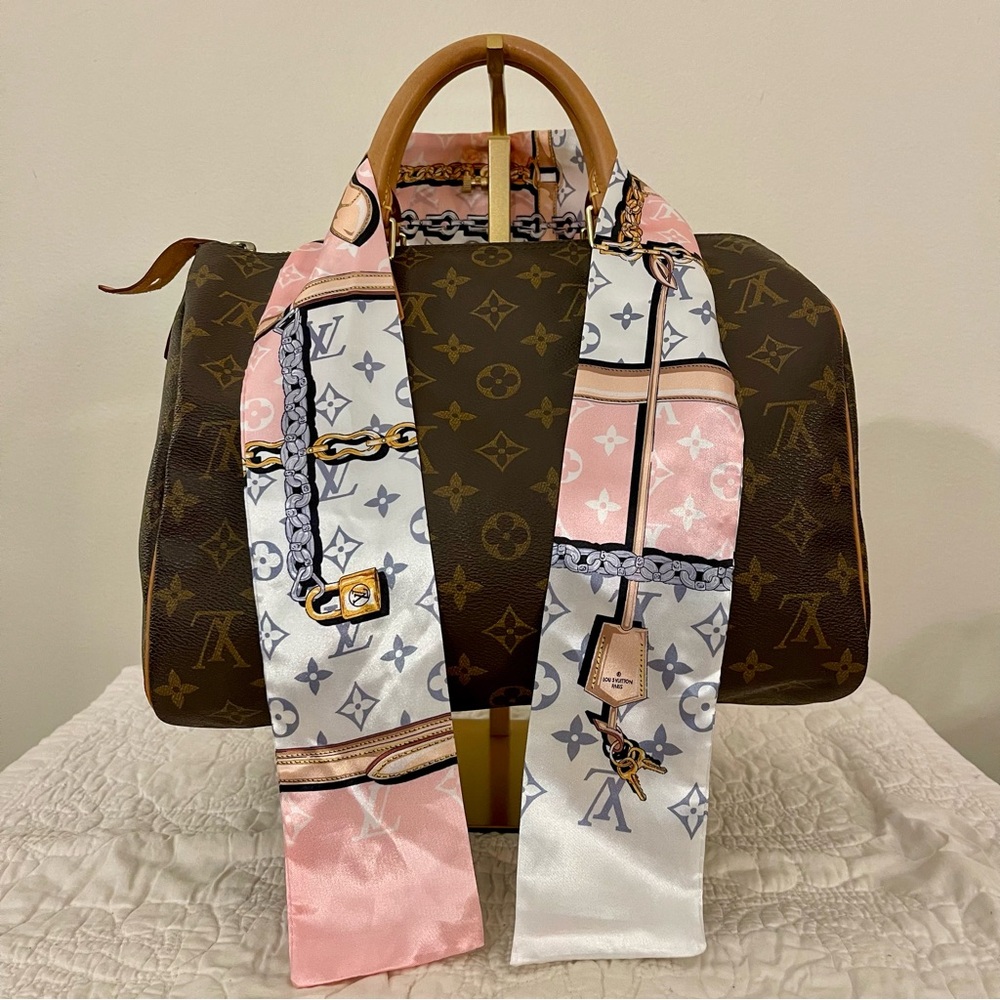 Pink Designer Women's Twilly Scarf - Picture 2 of 2
